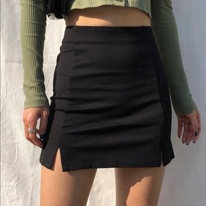 Mini Black Skirt with Slits